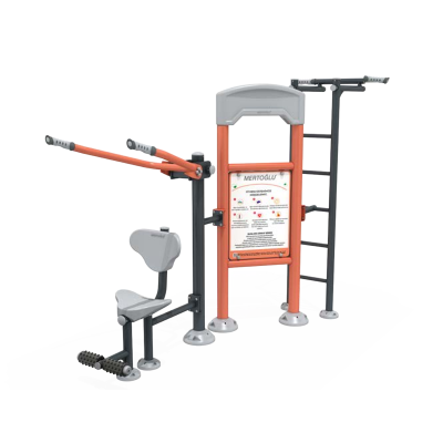 STAZIONE FITNESS OUTDOOR CON SPALLIERA SVEDESE E LAT MACHINE
