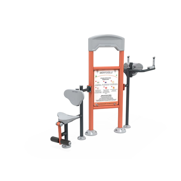STAZIONE FITNESS OUTDOOR CON LEG EXTENSION E PARALLELE PER ADDOMINALI
