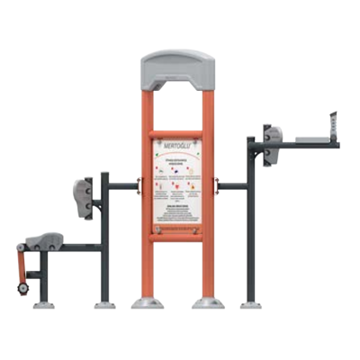STAZIONE FITNESS OUTDOOR CON LEG EXTENSION E PARALLELE PER ADDOMINALI
