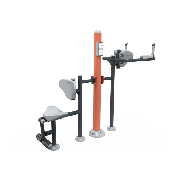 STAZIONE FITNESS OUTDOOR CON LEG EXTENSION E PARALLELE PER ADDOMINALI