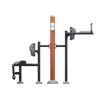 STAZIONE FITNESS OUTDOOR CON LEG EXTENSION E PARALLELE PER ADDOMINALI